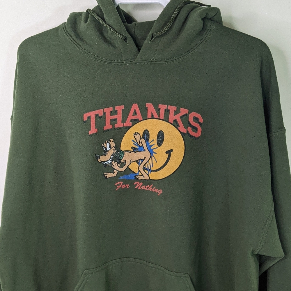 Thanks for Nothing Humorous Hoodie Olive Green Unisex